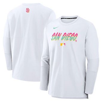 Men's Nike White San Diego Padres Authentic Collection City Connect Lightweight Player Tri-Blend Performance Long Sleeve T-Shirt