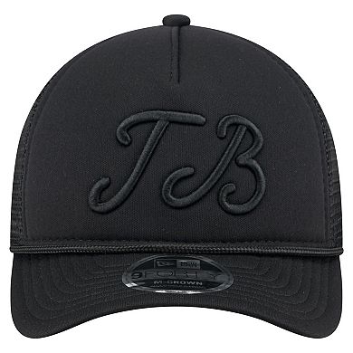 Men's New Era Black Tampa Bay Rays City Initial 9FORTY A-Frame M-Crown Adjustable Trucker Hat