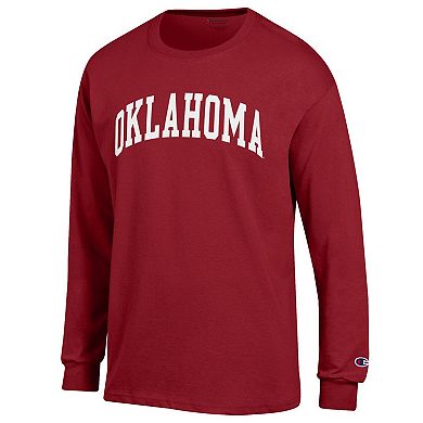 Men's Champion Crimson Oklahoma Sooners Basic Arch Long Sleeve T-Shirt