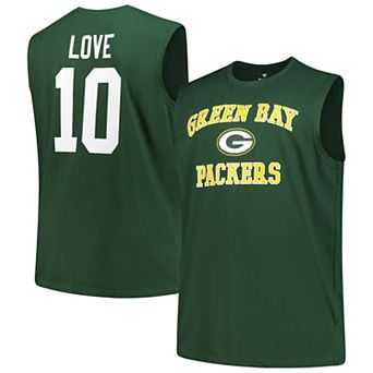 Men's Fanatics Jordan Love Green Green Bay Packers Big & Tall Muscle Tank Top