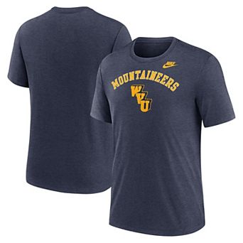 Men's Nike Heather Navy West Virginia Mountaineers Legacy Arch Tri-Blend T-Shirt