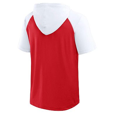 Men's Red Detroit Red Wings Prime Raglan Short Sleeve Pullover Hoodie