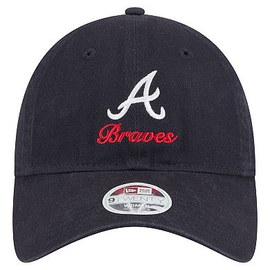 Women's New Era Navy Atlanta Braves Preppy Team 9TWENTY Adjustable Hat