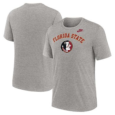 Men's Nike Heather Gray Florida State Seminoles Legacy Arch Tri-Blend T-Shirt