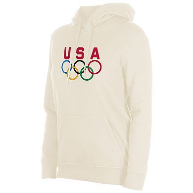 Women's New Era Cream Team USA 5 Rings Chrome Pullover Hoodie