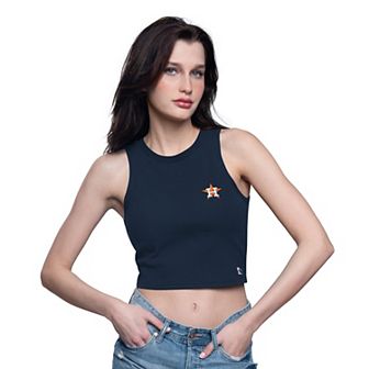 Women's�Starter Navy Houston Astros Show Up Cropped Tank Top