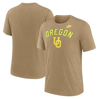 Men's Nike Heather Light Brown Oregon Ducks Legacy Arch Tri-Blend T-Shirt