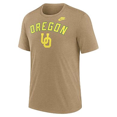 Men's Nike Heather Light Brown Oregon Ducks Legacy Arch Tri-Blend T-Shirt