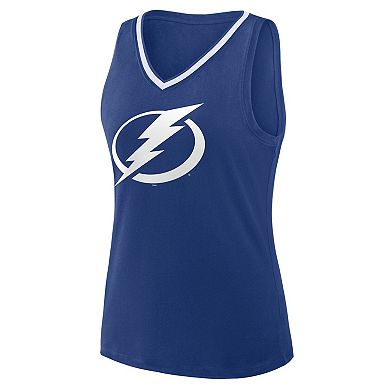 Women's Blue Tampa Bay Lightning Stellar Win V-Neck Tank Top