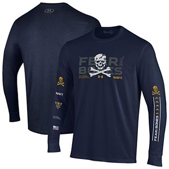 Men's�Under Armour Navy Navy Midshipmen Distressed Jolly Rogers Performance Long Sleeve T-Shirt