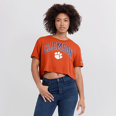 Women's Nike Orange Clemson Tigers Athletic Prep Arch Dri-FIT Cropped T-Shirt