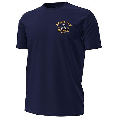 Men's Under Armour Navy Navy Midshipmen Distressed Jolly Rogers T-Shirt