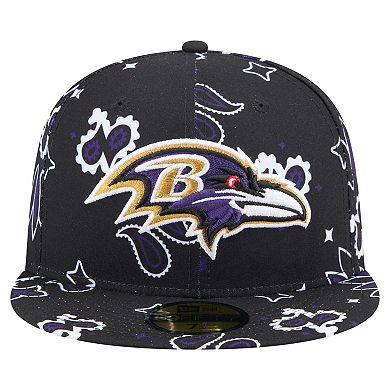 Men's New Era Black Baltimore Ravens Paisley 59FIFTY Fitted Hat