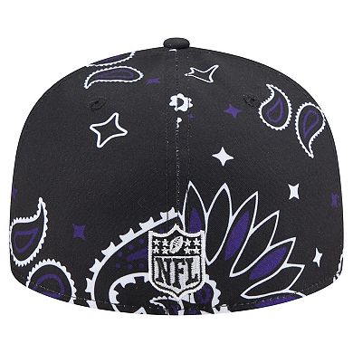 Men's New Era Black Baltimore Ravens Paisley 59FIFTY Fitted Hat