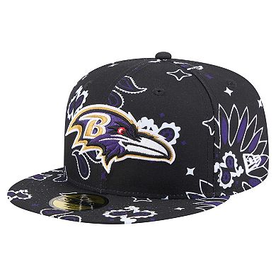 Men's New Era Black Baltimore Ravens Paisley 59FIFTY Fitted Hat
