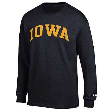 Men's Champion Black Iowa Hawkeyes Basic Arch Long Sleeve T-Shirt