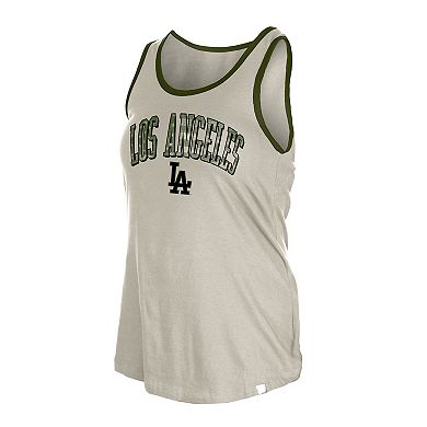 Women's New Era Cream Los Angeles Dodgers Armed Forces Tank Top