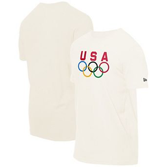 Men's New Era Cream Team USA 5 Rings Chrome T-Shirt