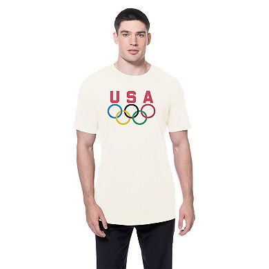 Men's New Era Cream Team USA 5 Rings Chrome T-Shirt