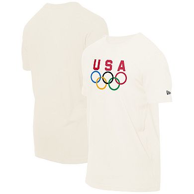 Men's New Era Cream Team USA 5 Rings Chrome T-Shirt