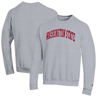 Men's Champion Heather Gray Washington State Cougars Basic Arch Fleece Pullover Sweatshirt