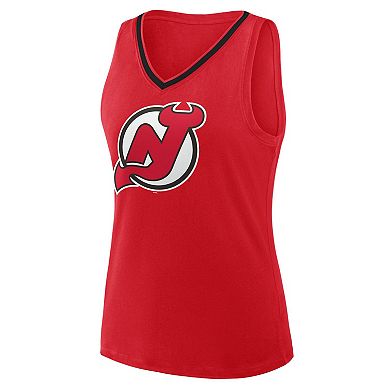 Women's Logo Athletic Red New Jersey Devils Stellar Win V-Neck Tank Top