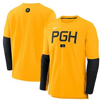 Men's Nike Gold Pittsburgh Pirates Authentic Collection City Connect Lightweight Player Tri-Blend Performance Long Sleeve T-Shirt