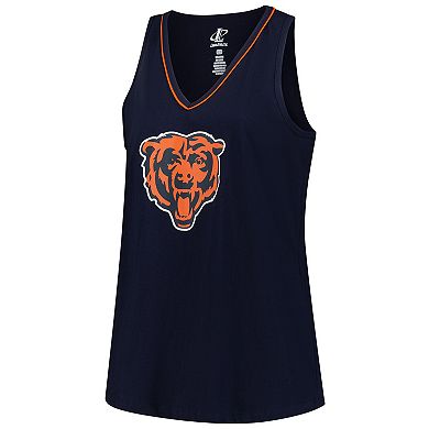 Women's Navy Chicago Bears Plus Size Stellar Win V-Neck Tank Top