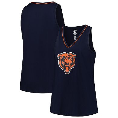 Women's Navy Chicago Bears Plus Size Stellar Win V-Neck Tank Top