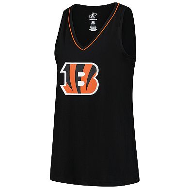 Women's Black Cincinnati Bengals Plus Size Stellar Win V-Neck Tank Top