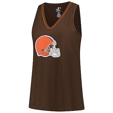 Women's Brown Cleveland Browns Plus Size Stellar Win V-Neck Tank Top