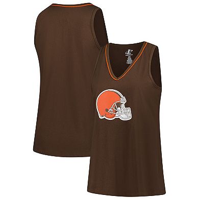Women's Brown Cleveland Browns Plus Size Stellar Win V-Neck Tank Top