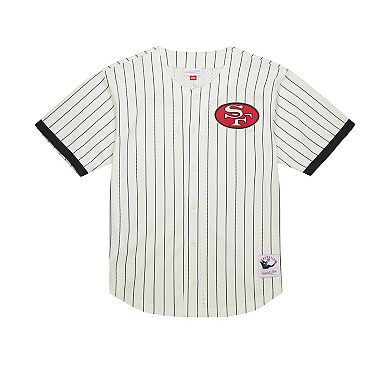 Men's�Mitchell & Ness Cream San Francisco 49ers Final Seconds Vintage Logo Mesh Button-Up Shirt