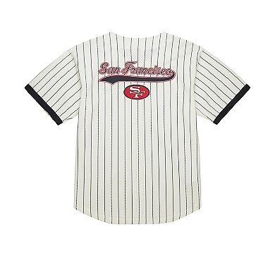Men's�Mitchell & Ness Cream San Francisco 49ers Final Seconds Vintage Logo Mesh Button-Up Shirt