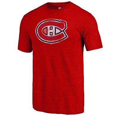 Men's Red Montreal Canadiens Distressed Tri-Blend T-Shirt