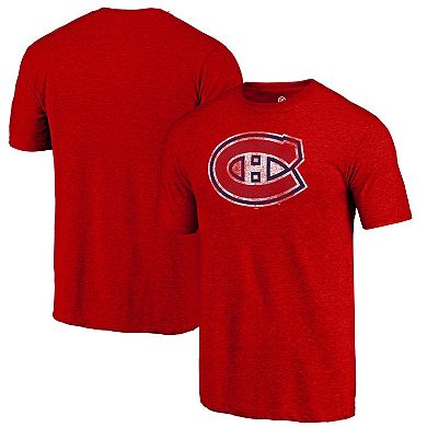 Men's Red Montreal Canadiens Distressed Tri-Blend T-Shirt