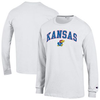 Men's Champion® White Kansas Jayhawks Arch Over Logo Long Sleeve T-Shirt