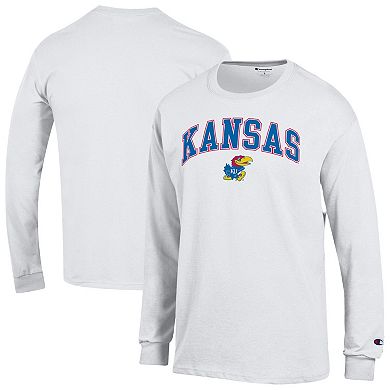 Men's Champion® White Kansas Jayhawks Arch Over Logo Long Sleeve T-Shirt