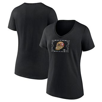 Women's Black San Francisco 49ers Sugar Skull V-Neck T-Shirt