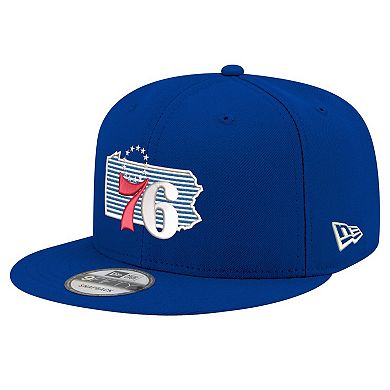 Men's New Era Royal Philadelphia 76ers State Pride 9FIFTY Snapback Hat