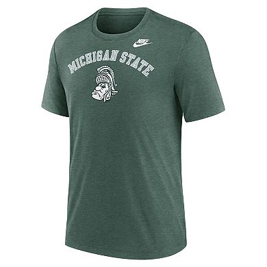 Men's Nike Heather Green Michigan State Spartans Legacy Arch Tri-Blend T-Shirt