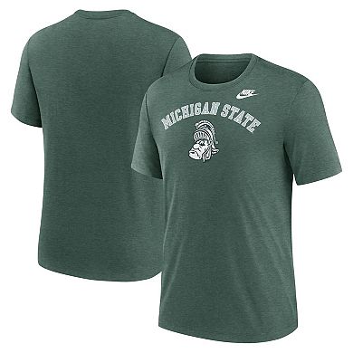 Men's Nike Heather Green Michigan State Spartans Legacy Arch Tri-Blend T-Shirt
