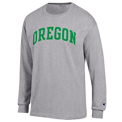 Men's Champion Heather Gray Oregon Ducks Basic Arch Long Sleeve T-Shirt
