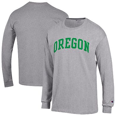 Men's Champion Heather Gray Oregon Ducks Basic Arch Long Sleeve T-Shirt