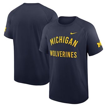 Men's Nike Navy Michigan Wolverines Ready Raglan Premium Performance T-Shirt