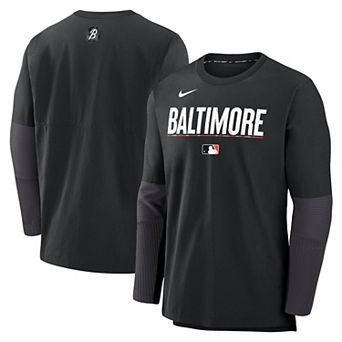 Men's Nike Black Baltimore Orioles Authentic Collection City Connect Lightweight Player Tri-Blend Performance Long Sleeve T-Shirt