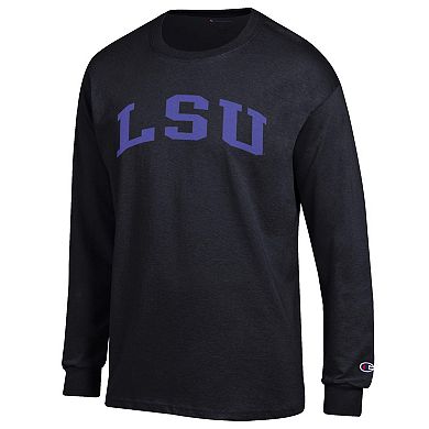 Men's Champion Black LSU Tigers Basic Arch Long Sleeve T-Shirt