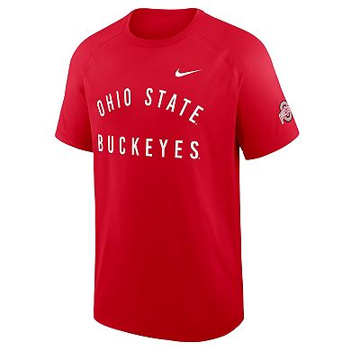 Men's Nike Scarlet Ohio State Buckeyes Ready Raglan Premium Performance T-Shirt