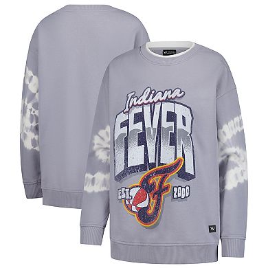 Women's The Wild Collective Gray Indiana Fever Double Collar Fleece Pullover Sweatshirt