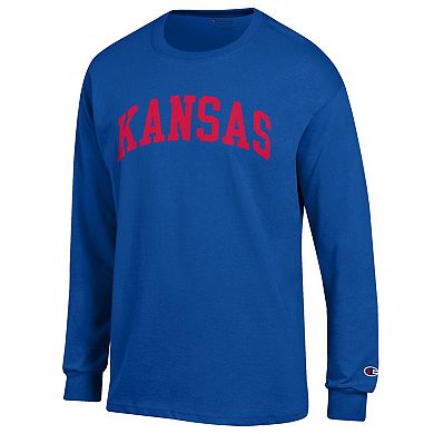Men's Champion Royal Kansas Jayhawks Basic Arch Long Sleeve T-Shirt